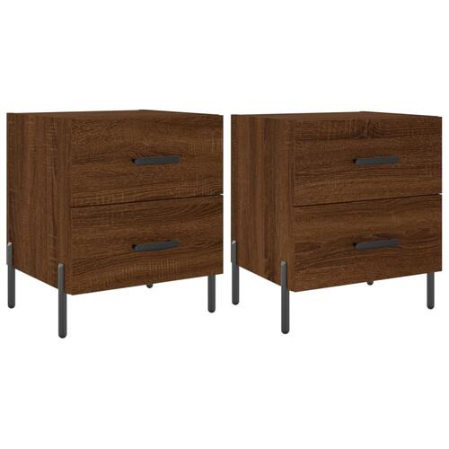 Sengeborde 2 stk. 40x35x47,5 cm konstrueret træ brunt egetræ