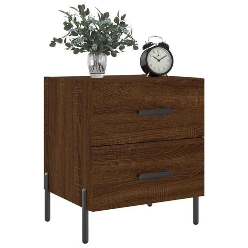 Sengeborde 2 stk. 40x35x47,5 cm konstrueret træ brunt egetræ