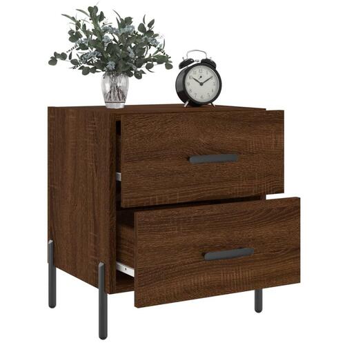 Sengeborde 2 stk. 40x35x47,5 cm konstrueret træ brunt egetræ