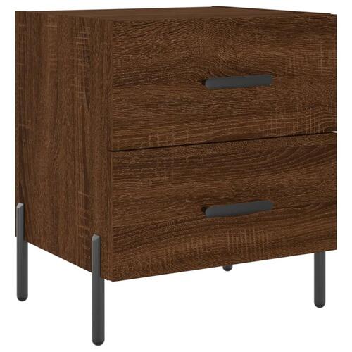 Sengeborde 2 stk. 40x35x47,5 cm konstrueret træ brunt egetræ