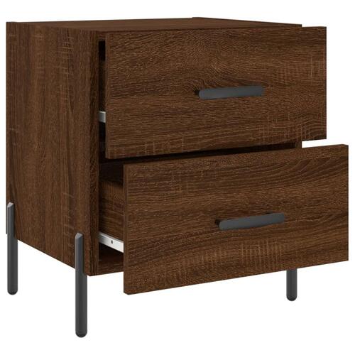 Sengeborde 2 stk. 40x35x47,5 cm konstrueret træ brunt egetræ