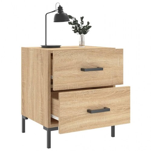 Sengebord med 2 skuffer 40x35x47,5 cm - konstrueret træ i sonoma-eg