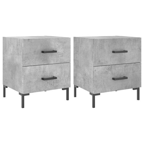 Sengeborde 2 stk. 40x35x47,5 cm konstrueret træ betongrå