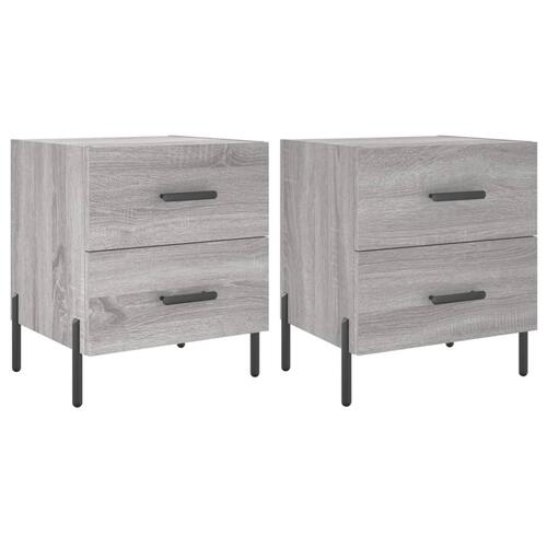 Sengeborde 2 stk. 40x35x47,5 cm konstrueret træ grå sonoma-eg