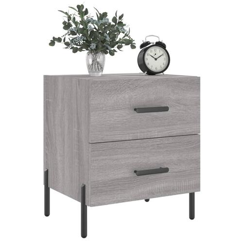 Sengeborde 2 stk. 40x35x47,5 cm konstrueret træ grå sonoma-eg
