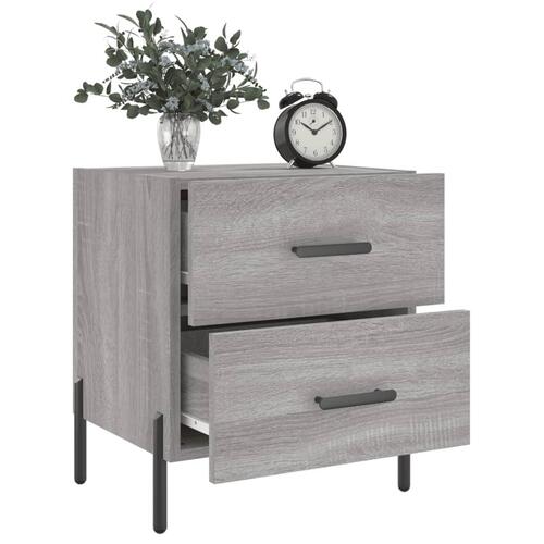 Sengeborde 2 stk. 40x35x47,5 cm konstrueret træ grå sonoma-eg