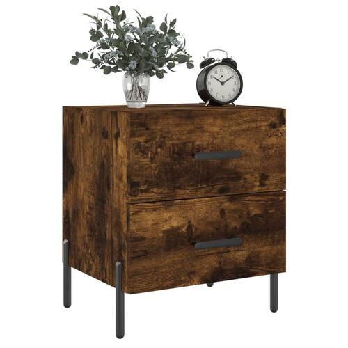 Sengebord 40x35x47,5 cm konstrueret træ røget egetræ