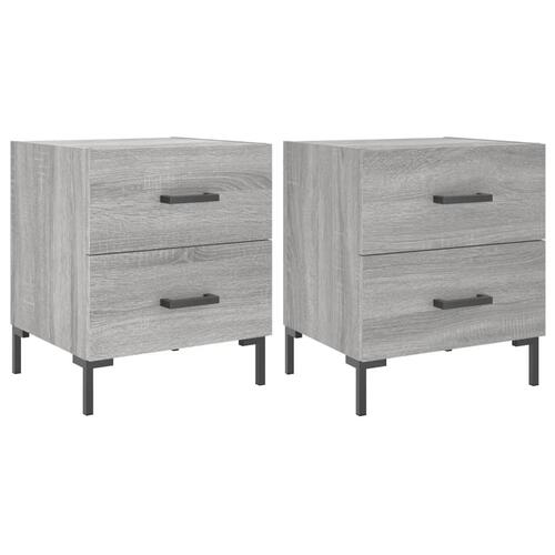Sengeborde 2 stk. 40x35x47,5 cm konstrueret træ grå sonoma-eg
