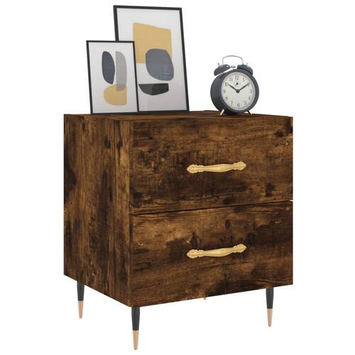 Sengebord 40x35x47,5 cm konstrueret træ røget egetræ