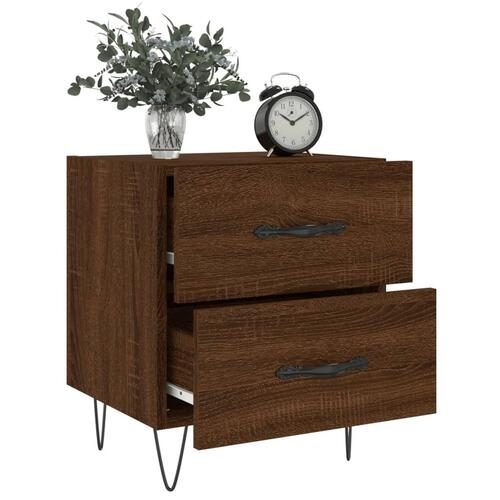 Sengeborde 2 stk. 40x35x47,5 cm konstrueret træ brunt egetræ