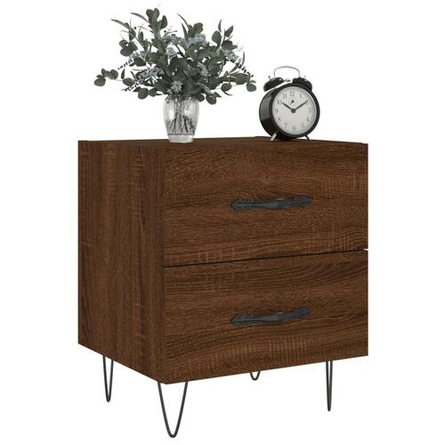 Sengeborde 2 stk. 40x35x47,5 cm konstrueret træ brunt egetræ