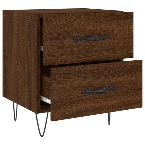 Sengeborde 2 stk. 40x35x47,5 cm konstrueret træ brunt egetræ