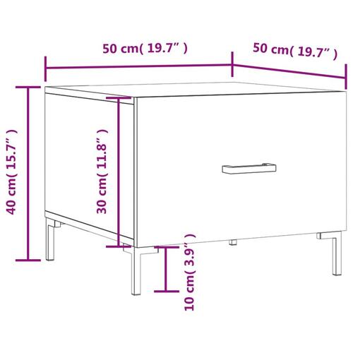 Sofabord 50x50x40 cm konstrueret træ røget egetræsfarve