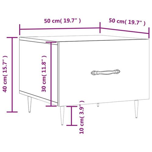 Sofabord 50x50x40 cm konstrueret træ røget egetræsfarve