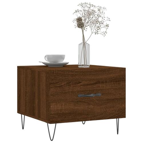 Sofabord 50x50x40 cm konstrueret træ brun egetræsfarve