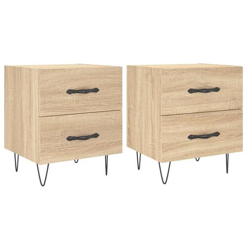 Sengeborde 2 stk. 40x35x47,5 cm konstrueret træ sonoma-eg