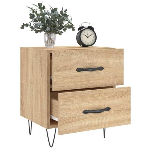 Sengeborde 2 stk. 40x35x47,5 cm konstrueret træ sonoma-eg