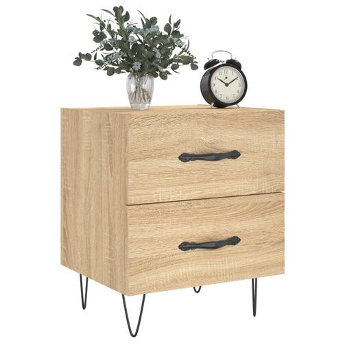 Sengeborde 2 stk. 40x35x47,5 cm konstrueret træ sonoma-eg