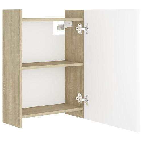 Badeværelsesskab spejl 62,5x20,5x64 cm konstrueret træ hvid