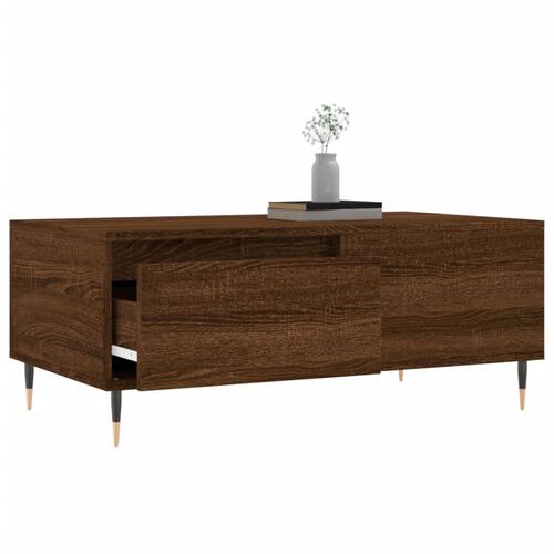 Sofabord 90x50x36,5 cm konstrueret træ brun egetræsfarve