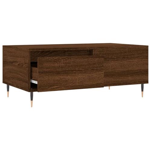 Sofabord 90x50x36,5 cm konstrueret træ brun egetræsfarve