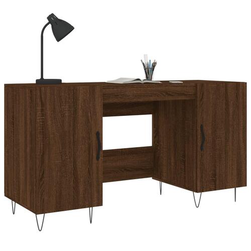 Skrivebord 140x50x75 cm konstrueret træ brun egetræsfarve