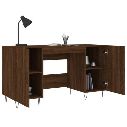 Skrivebord 140x50x75 cm konstrueret træ brun egetræsfarve