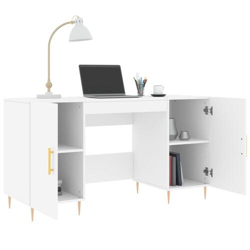 Skrivebord 140x50x75 cm konstrueret træ hvid