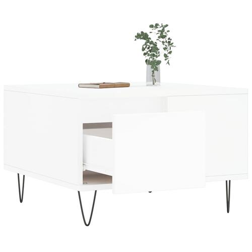 Sofabord 55x55x36,5 cm konstrueret træ hvid