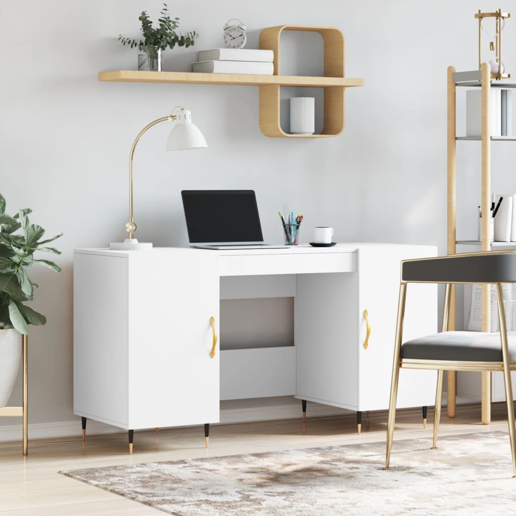 Skrivebord 140x50x75 cm konstrueret træ hvid