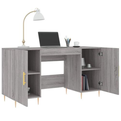 Skrivebord 140x50x75 cm konstrueret træ grå sonoma-eg