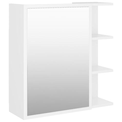 Badeværelsesskab med spejl 62,5x20,5x64 cm konstrueret træ hvid