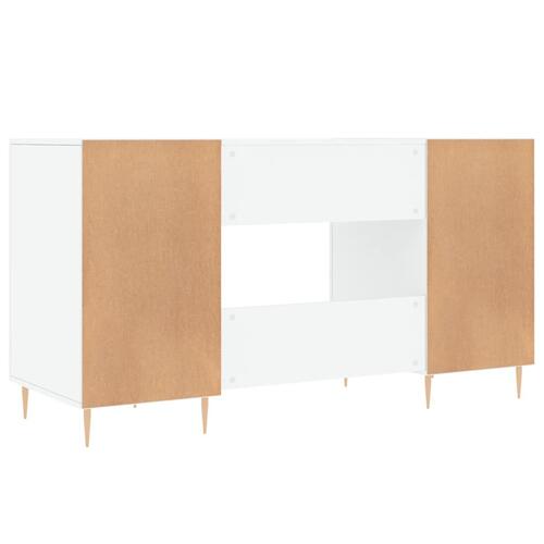Skrivebord 140x50x75 cm konstrueret træ hvid højglans