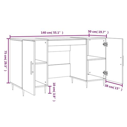 Skrivebord 140x50x75 cm konstrueret træ hvid højglans