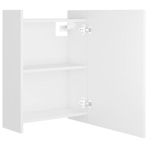 Badeværelsesskab med spejl 62,5x20,5x64 cm konstrueret træ hvid