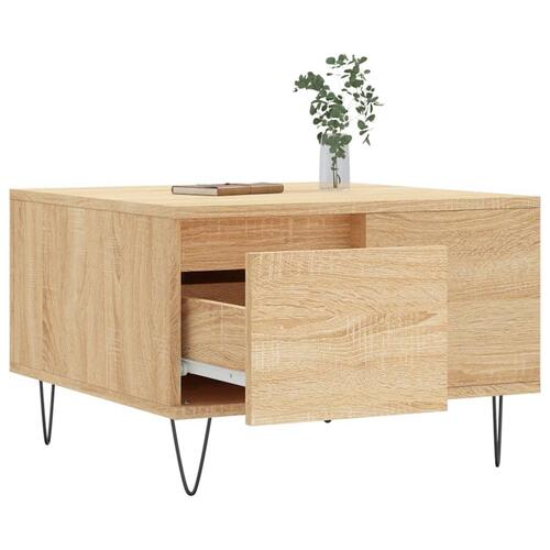Sofabord 55x55x36,5 cm konstrueret træ sonoma-eg