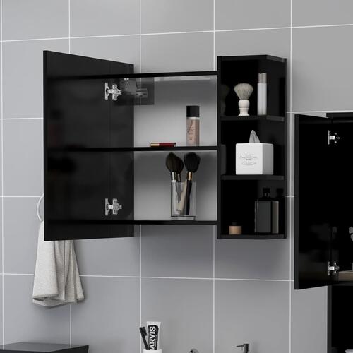 Badeværelsesskab med spejl 62,5x20,5x64 cm konstrueret træ sort