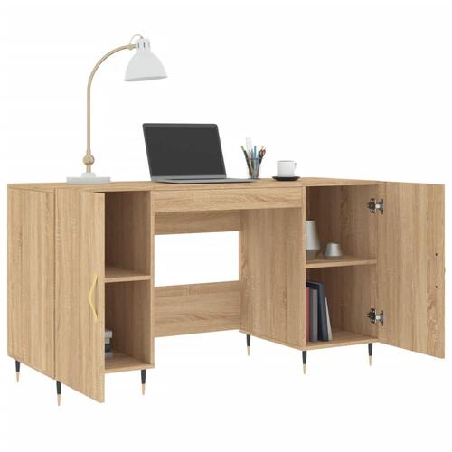 Skrivebord 140x50x75 cm konstrueret træ sonoma-eg