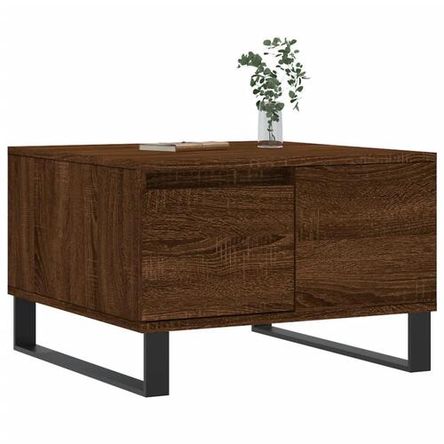 Sofabord 55x55x36,5 cm konstrueret træ brun egetræsfarve