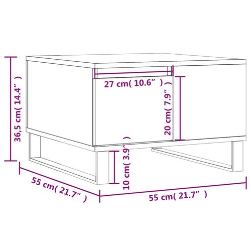 Sofabord 55x55x36,5 cm konstrueret træ brun egetræsfarve