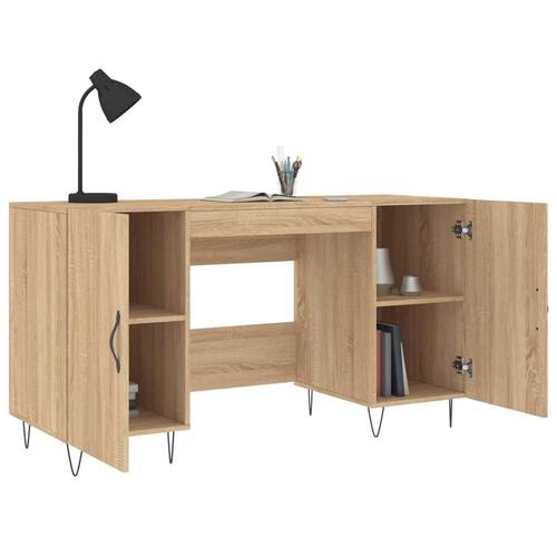 Skrivebord 140x50x75 cm konstrueret træ sonoma-eg