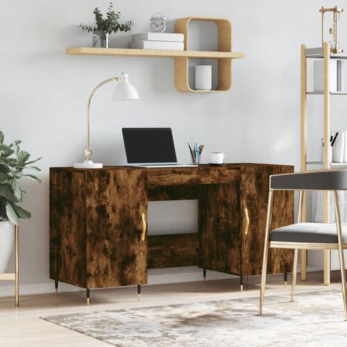 Skrivebord 140x50x75 cm konstrueret træ røget egetræsfarve