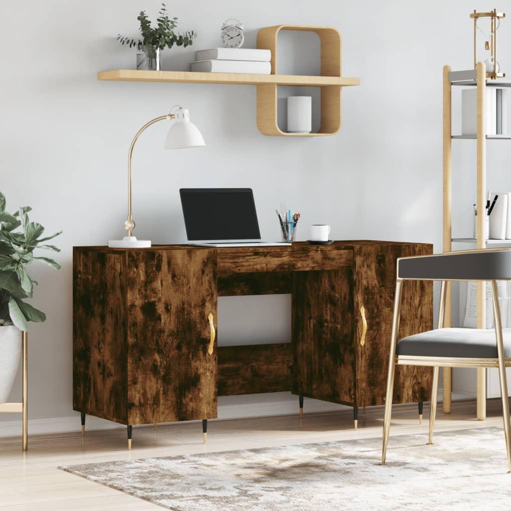 Skrivebord 140x50x75 cm konstrueret træ røget egetræsfarve