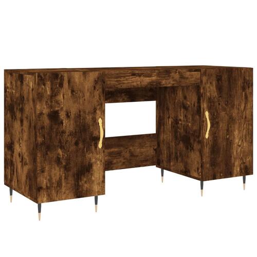 Skrivebord 140x50x75 cm konstrueret træ røget egetræsfarve