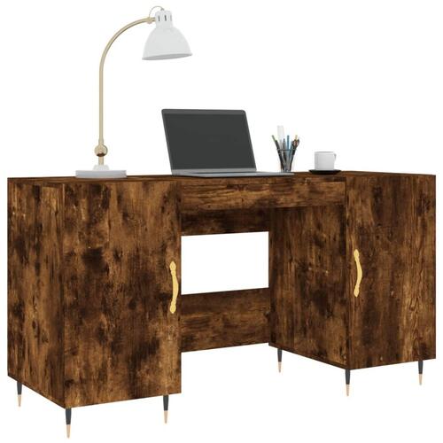 Skrivebord 140x50x75 cm konstrueret træ røget egetræsfarve