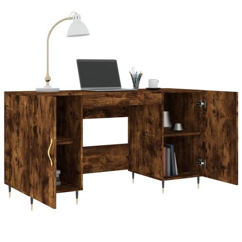 Skrivebord 140x50x75 cm konstrueret træ røget egetræsfarve