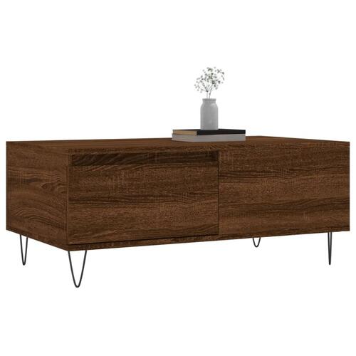 Sofabord 90x50x36,5 cm konstrueret træ brun egetræsfarve