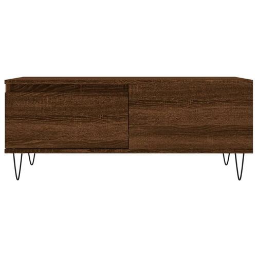 Sofabord 90x50x36,5 cm konstrueret træ brun egetræsfarve