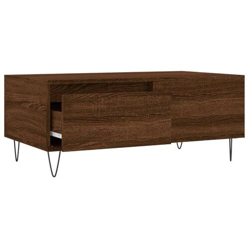 Sofabord 90x50x36,5 cm konstrueret træ brun egetræsfarve