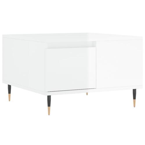 Sofabord 55x55x36,5 cm konstrueret træ hvid højglans
